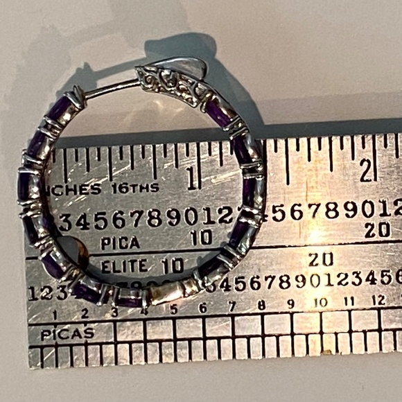 Lavender💜Amethyst Rhodium over Sterling Silver Hoop Earrings 3 Jtv Jewelry Love - Picture 9 of 9
